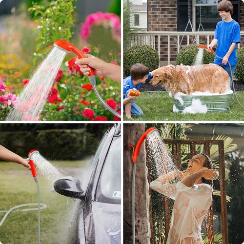 SPACEREST Portable Shower for Camping, Outdoor Electric Shower Rechargeable Battery with LED Light, Showers Pump for Camping, Hiking, Traveling, Car Washing, Pet Bath
