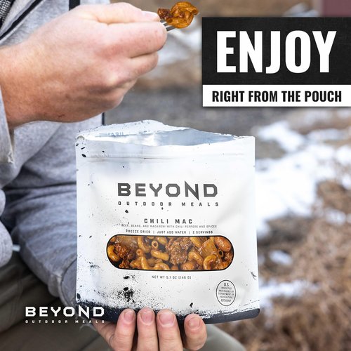 Beyond Outdoor Meals Chili Mac | Freeze Dried Camping & Backpacking Food | High Protein Meals | Just Add Water