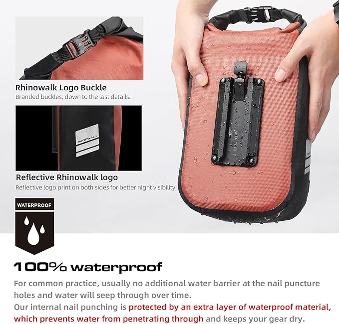 Rhinowalk Bike front fork Waterproof Bag Bike Pannier Bag Saddle Bag Fork Bag Rack Bicycle Bag Shoulder Bag for E-Scooter Mountain Bike Accessories [Orange 4L]