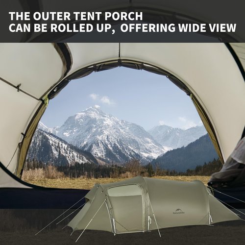 Naturehike Opalus Tunnel Tent with Vestibule, Waterproof 2-3 Person Backpacking Tent, Double Layer Tents for Camping