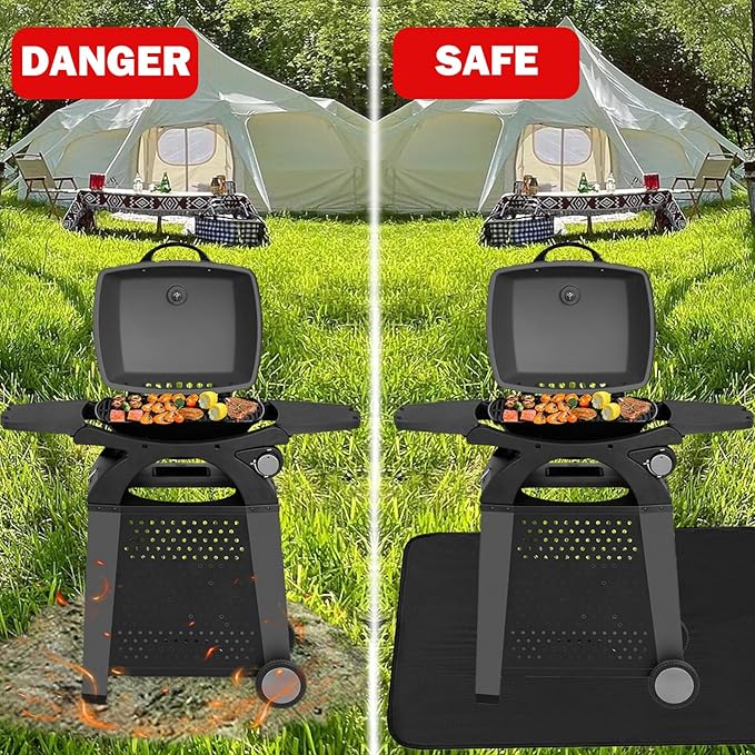 Large 76x52 Inches Under Grill Mats for Outdoor Grill, Double-Sided Fireproof, Waterproof & Oil-Proof BBQ Matt for Under Grill, Deck, Patio & Lawn Protector, Fire Pit Mat