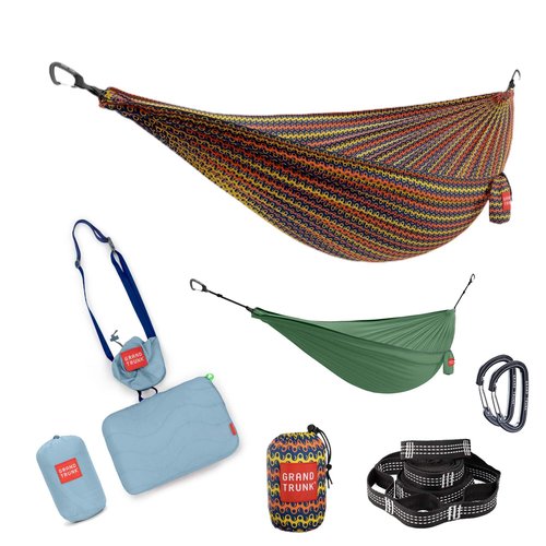 Grand Trunk Ultimate Hammock Bundle – Lightweight Hammock Kit with Adjustable Straps, Travel Pillow & Gear Sling (Wild Forest)