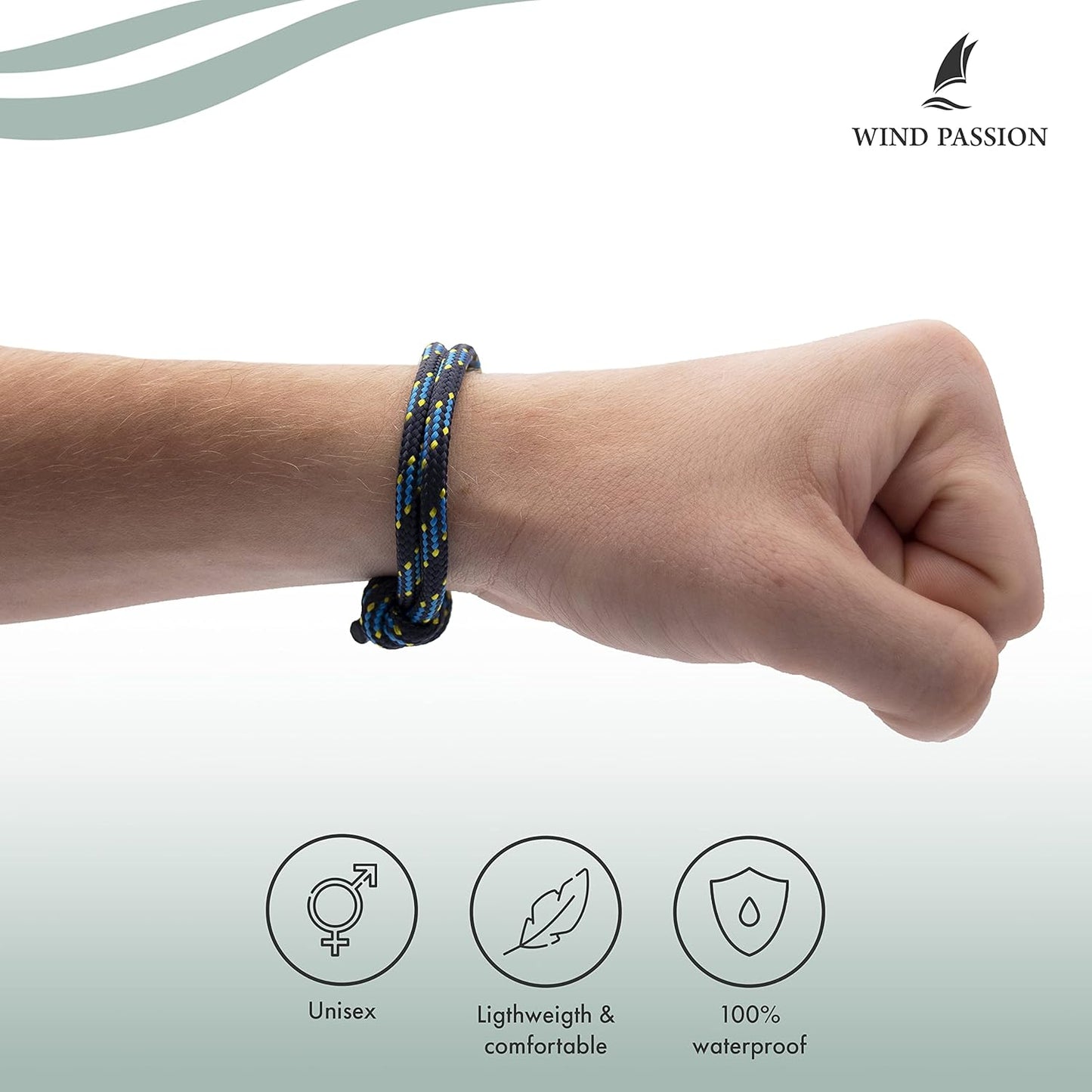Wind Passion - Rope Bracelet for Men & Women - Adjustable Sailors Knot Paracord Bracelet - Waterproof & Sturdy