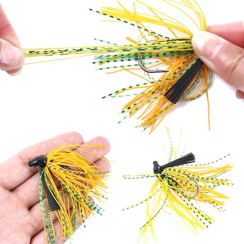 LURESMEOW Bass Jigs Fishing Jigs Swim Jigs for Bass Fishing Swim Jig Football Jigs Silicone Skirts Weedless Jig Head for Freshwater Saltwater,5pcs/Box