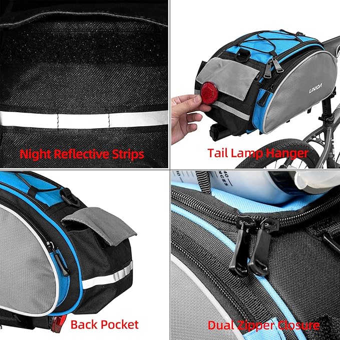 Lixada Bicycle Back Pannier Bag Bicycle Back Seat Bag Saddle Bag Shoulder Bag for Mountain Bike Cycling Outdoor