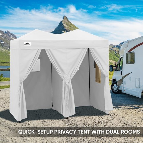 EAGLE PEAK Outdoor Changing Room 8x4, 2 Room Pop Up Portable Changing Room, Sun Shelter, Pop Up Changing Tent for Beach or Pool, Portable Dressing Room for Photoshoots (White)