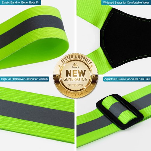 Topward LED Reflective Vest Safety Gear 2 Pack, Light Up Vest for Night Walking Cycling, High Visibility Running Vest with Reflective Strips