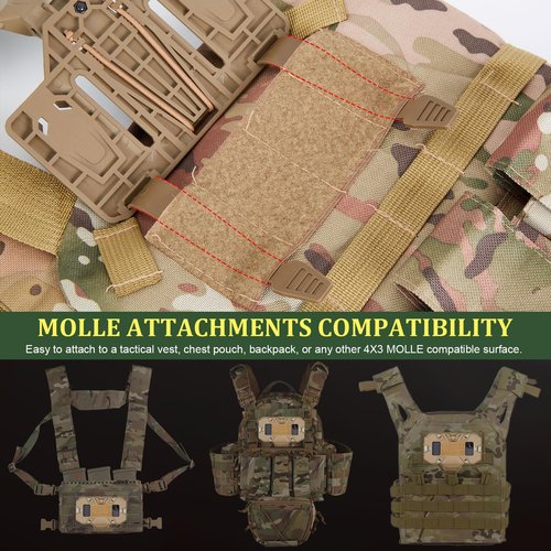 AGPTEK Universal Molle Tactical Phone Holder - Chest Mount for Tactical Vests and Plate Carriers, Phone Mount Fits 4.7"-6.7" Cell Phones, Ideal for Outdoor Paintball, Airsoft, and Hunting（Tan）