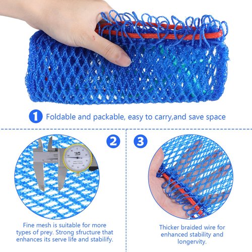 3 Pieces Crab Trap Bait Bags Outdoor Sports Style with 3 Pieces Rubber Locker for Fishing Crab Traps Catch