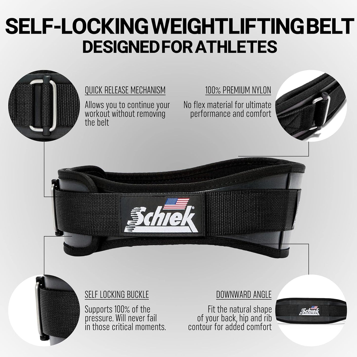 Schiek Sports Model 3004 Power Lifting Belt - Black