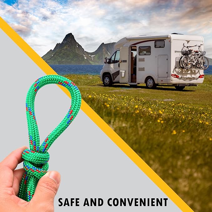 Wellmax Diamond Braid Nylon Rope - 3/8 Inch by 50 Feet Green Color - Extra Strength, Sunlight and Weather Resistant - Heavy Duty Construction