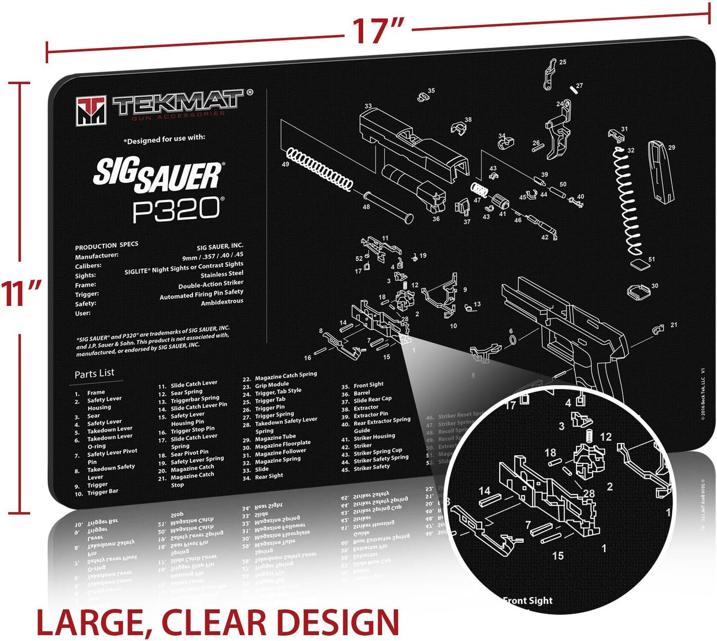 TekMat Cleaning Mat for use with Sig Sauer P320, Black