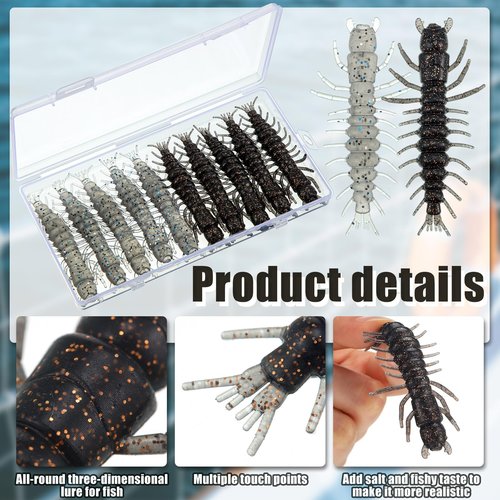 Relaxgiant 36 Pcs Hellgrammite Fishing Lures 3 Inch Soft Plastic Hellgrammite Fly Realistic Fishing Bait Artificial for Freshwater(White, Black)