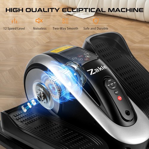 Zakle Under Desk Elliptical Machine for Seniors, Electric Ellipse Leg Exerciser w/Remote Control & 12 Speeds, Portable Seated Pedal Exerciser as Seen on Tv for Home Office
