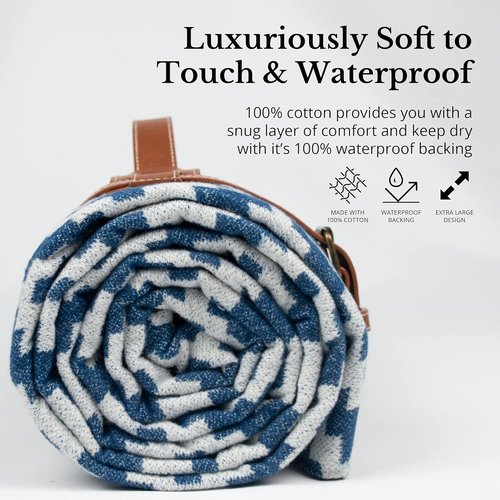 Komorebi Extra Large Picnic Blanket - 78” x 59” – Waterproof Outdoor Blanket, Foldable & Portable Sandproof Beach Blanket – Grey Travel Mat with Faux Wool & Carry Handle