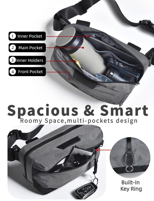 Schkleier Casual Crossbody Bag, Light weight Waist Belt Bag and Chest Bag, Waterproof Fanny Pack, for Men and Women, for Daily Use, Sprots,Traveling Running and Hikling