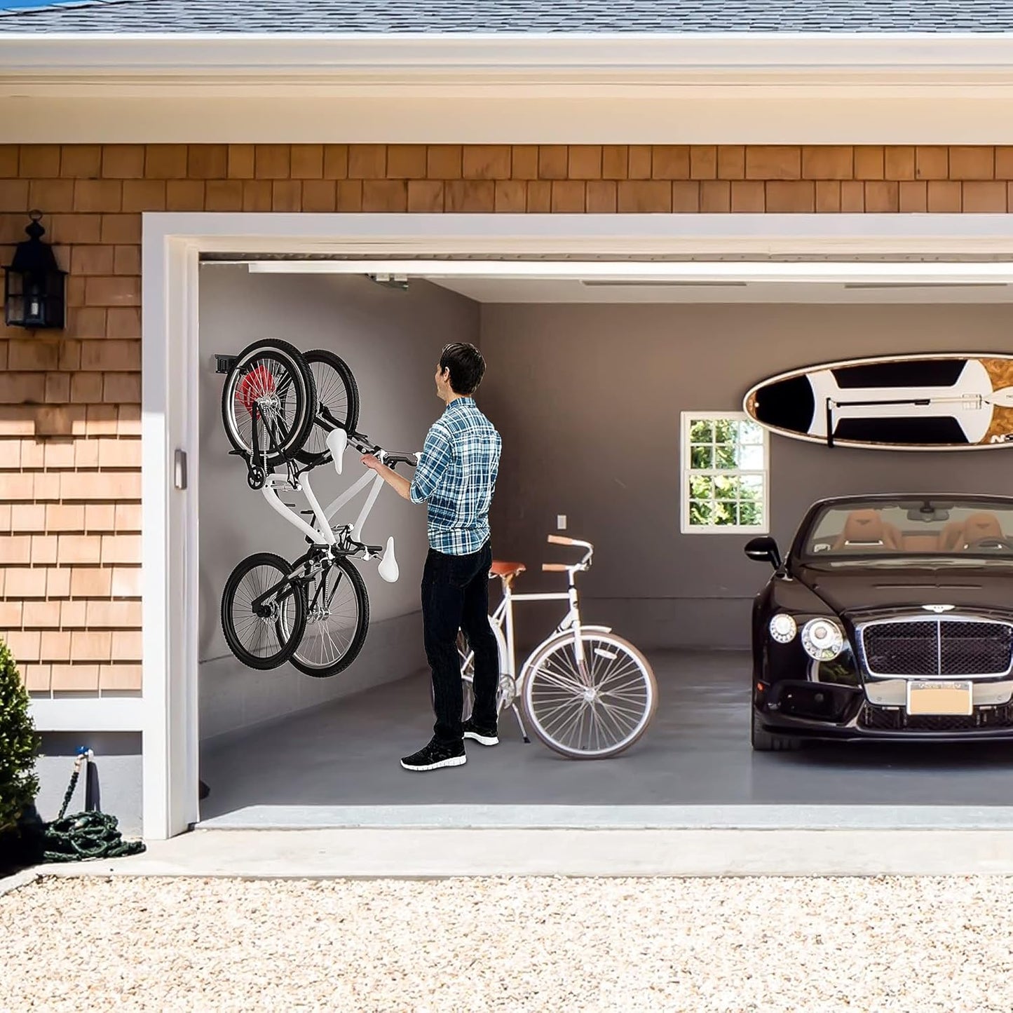 Ultrawall Stainless Steel Bike Storage Rack,6 Bike Storage Hanger Wall Mount for Home & Garage Holds Up to 300lbs, Black