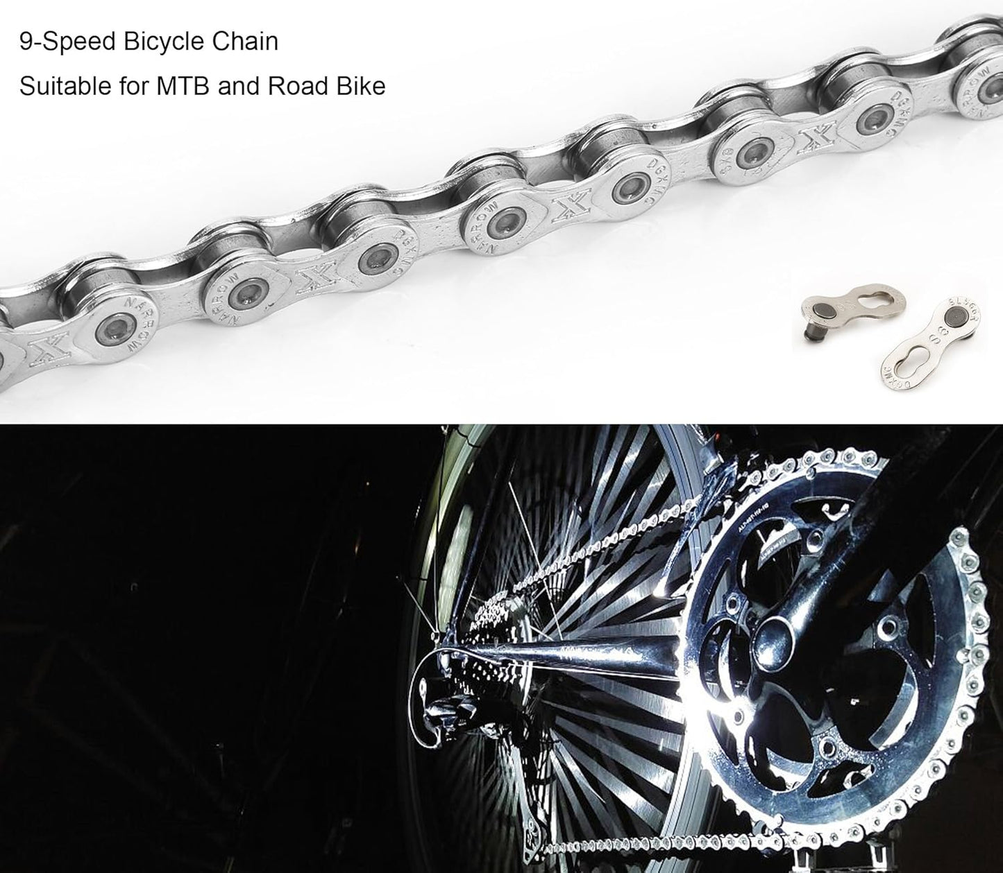 ZONKIE Bike Chain 9-Speed 116 Links