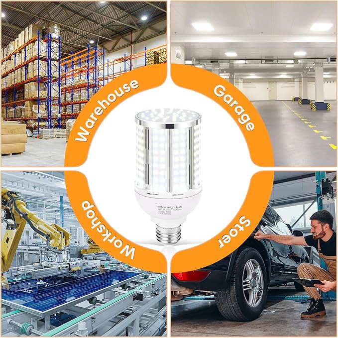 80W LED Corn Light Bulb(2 Pack),(800 Watt Equivalent) Fanless E26/E39 Medium/Large Mogul Base LED Cob Lamp 5000K Daylight 11,600LM for Outdoor Indoor Garage Warehouse Factory Workshop Street Backyard