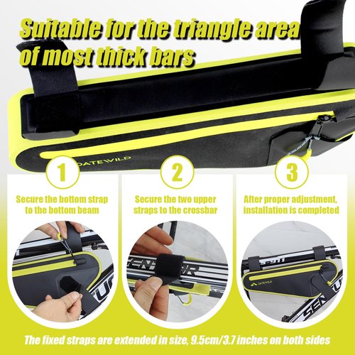 Date Wild Bike Frame Bag female, Water-Resistant Bike Triangle Pouch, Extended Straps to fit Bike Models, Large Capacity For Road Bicycle, Green(2L)