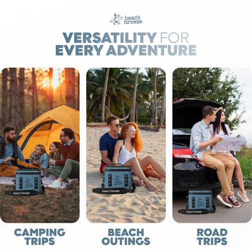 Beach Breeze 24-Can Soft Cooler Bag – Premium Insulated Cooler for Beach, Travel, Camping & Golf – The Beach Cooler is a Lightweight & Durable Ice Chest for Lunch, Road Trips & Outdoor Adventures