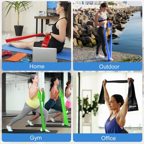 Exercise Bands Resistance Bands for Working Out, Workout Bands with Different Strengths, Elastic Band for Exercise, Physical Therapy Equipment, for Yoga, Strength Training, Pilates, Stretching