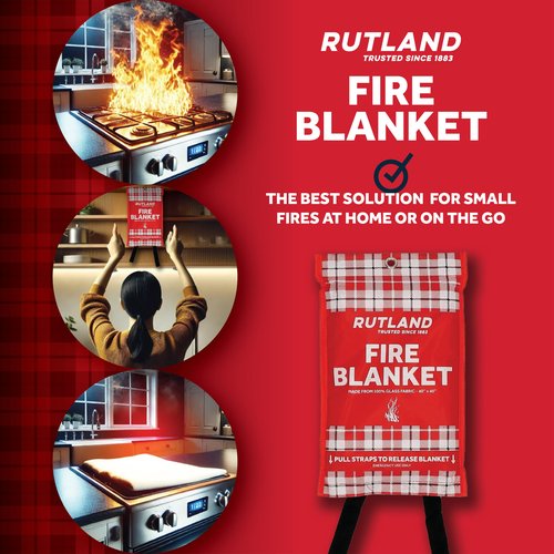Rutland Fire Blanket for Home and Kitchen Emergency - 4 Pack, 40" x 40" - Fiberglass Fire Suppression Blanket Safety for Grilling, Camping and Boats