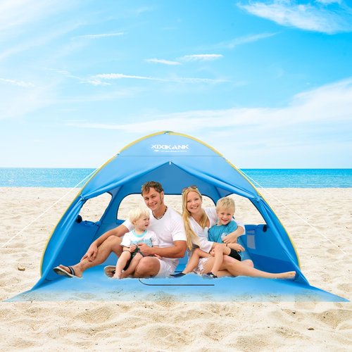 XIXIKANK 2 Second Easy Setup Pop Up Beach Tent for 4 Person,UPF 50+ UV Protection Beach Shade, Wind Resistant Sun Protection Sun Shelter,Portable Lightweight Tent for Beach Cabana with Handy Carry Bag