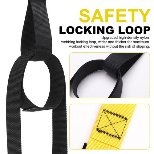 Home Resistance Training Kit | Full-Body Workout with Suspension Trainer Straps, Door Anchor, Handles, and Carrying Bag | Complete Home Gym Equipment (Yellow)