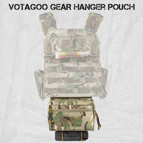 VOTAGOO GEAR Tactical Admin Drop Pouch, Molle Dangler Pouches with Hook & Loop, Modular Zippered Medical Bag for JPC CPC AVS Plate Carrier