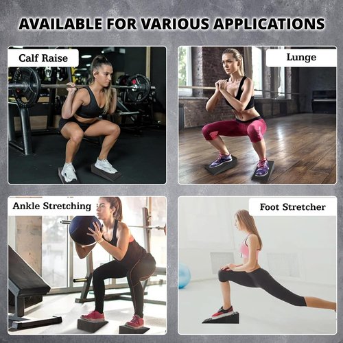 2 Pcs Versatile Squat Wedge Block for Heel Elevated Squat, Heavy-Duty Calf Stretcher Slant Board to Enhance Mobility, Balance & Strength Performance