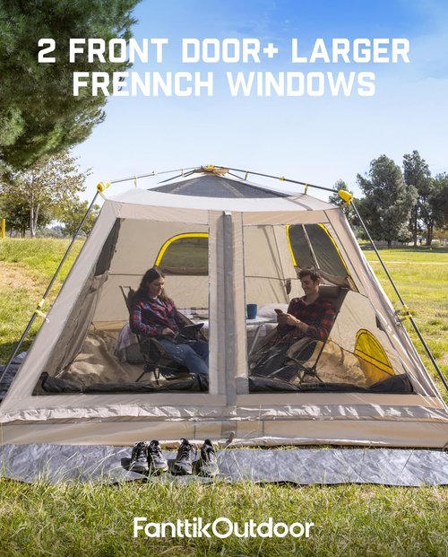 FanttikOutdoor Zeta C8 Air Camping Tent, Lightweight 8 Person Instant Cabin Tent Setup in 60s, 20% Lighter, Ultralight with Carry Bag for Family Camping & Hiking, Upgraded Ventilation