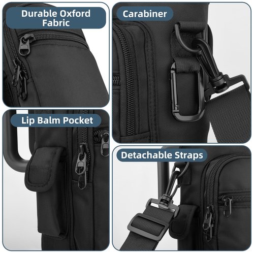 Xxeciz Water Bottle Carrier Bag for Hydro Flask Travel 40/32 oz Tumbler with Phone Pocket, Nylon Water Bottle Holder with Strap Water Bottle Sling Pouch for Hydro Flask Cup Accessories (32 OZ)