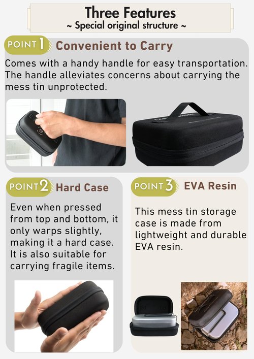 camping moon EVA Case for Regular Medium Mess Tin 7.3 x 4.5 x 3 inches Black Gear S-1609-B