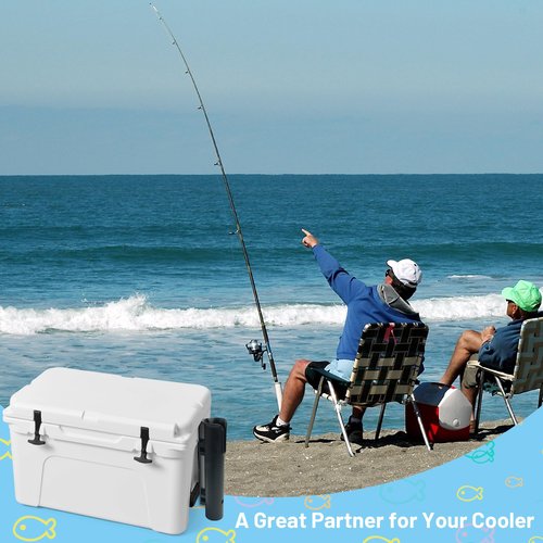Omoojee Cooler Fishing Rod Holder, Wall Mounted Fishing Pole Holder, Fishing Rod Rack Compatible with YETI Coolers and for RTIC Coolers, Cooler Accessory, Medium, Black