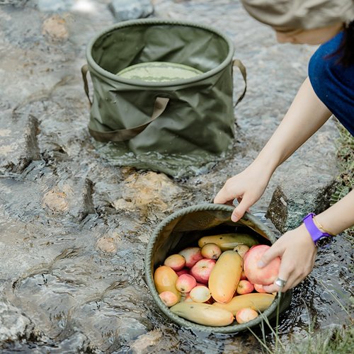WisePoint Camping Bucket, 20L Foldable Bucket Outdoor Bucket with Handles, Portable Water Buckets for Camping, Fishing, Picnics, Gardening (green)
