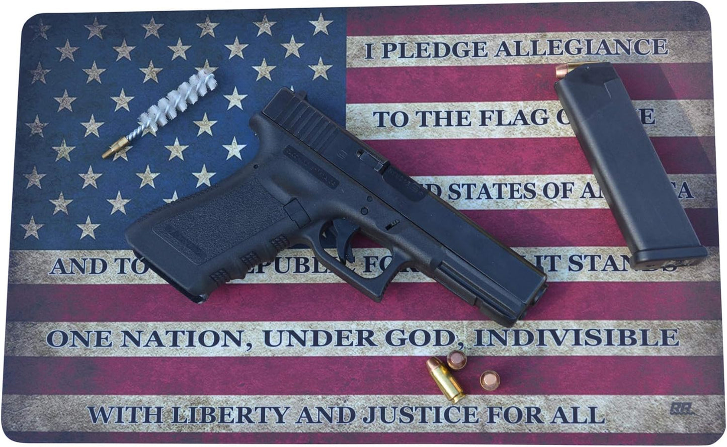 Rogue River Tactical Pledge of Allegiance USA American Flag Gun Cleaning Mat Bench Pad Gift for Gun Owner Patriotic