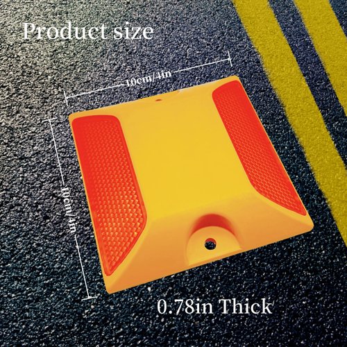 SWJLR 10 Pack 4 by 4 inch Driveway Reflectors, Driveways, Streets, Sidewalks and Asphalt Driveway Markers, Road Reflectors Great for Speed Bumps, Crosswalks, Highways, Driveways and Garages