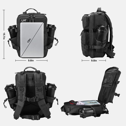 LHI Tactical Military Backpack for Men 25L/45L Large Molle Army Assault Pack 4 Day Hiking Rucksack With Bottle Holder