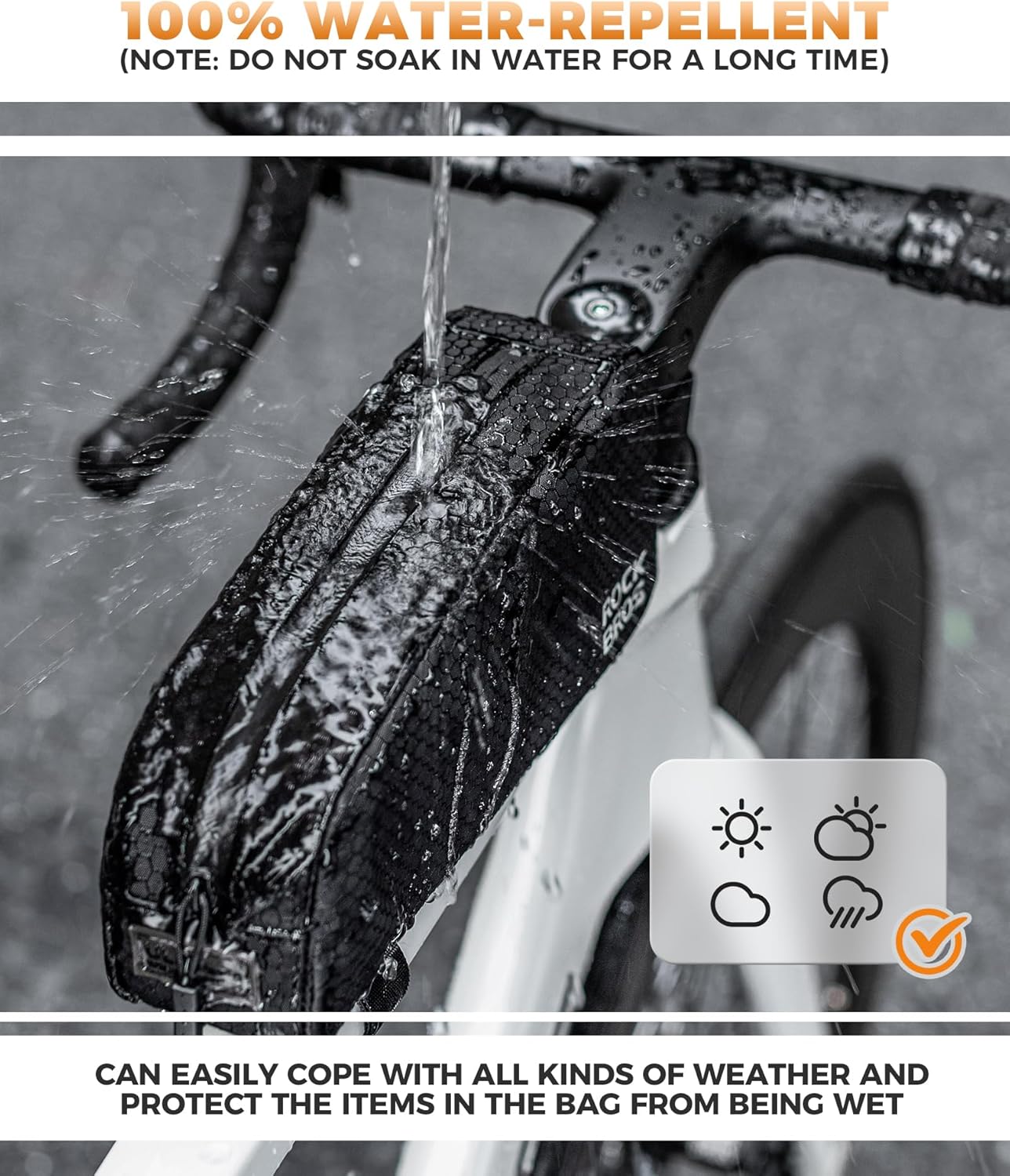 ROCKBROS Bike Top Tube Bag Bicycle Front Frame Bag Waterproof Bike Pouch Pack/Phone Bag Cycling Accessories Pouch for Mountain Road Bike Medium