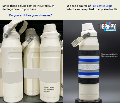 Colorful Water Bottle Grip Kit - MONOCHROME ROYALE: Regular - 12 Silicone Bands for Superior Grip, Style, & Protection - Arrange Them Your Own Way.