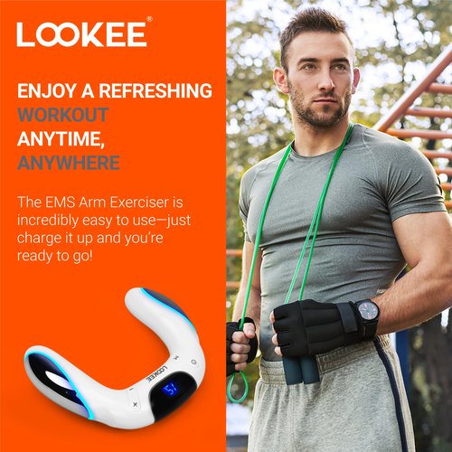 LOOKEE VibHeal Arm Exerciser | Flabby Arms Workout, Hand & Wrist Massager | Portable Arm Toning & Recovery Device with 15 Intensity Levels, Travel-Friendly Fitness for Men & Women