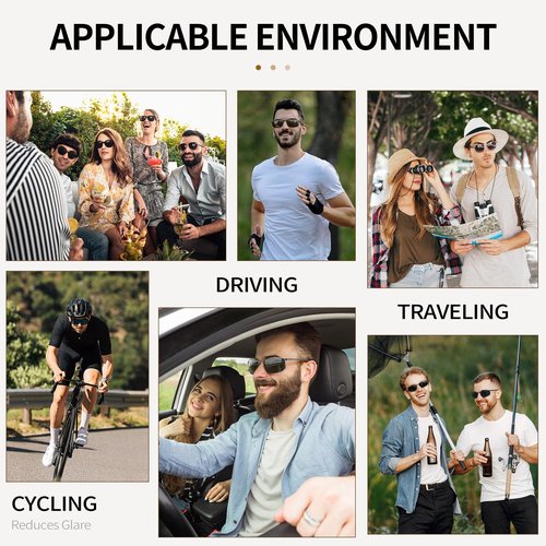 URUMQI Rectangular Sunglasses for Men Square Polarized, TAC UV400 Protection Lens,Pilot Navigator Shades for Driving Golf