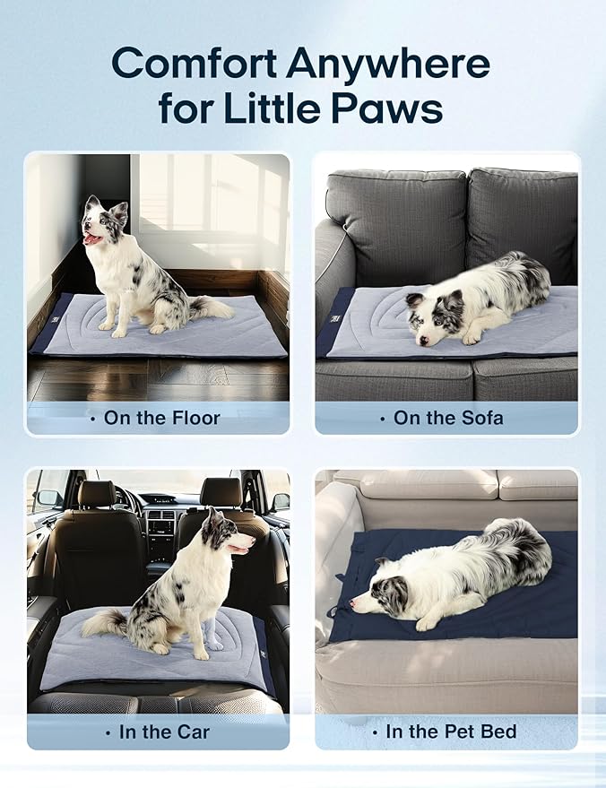 ZonLi Dog Cooling Mat, 40" x 27"Medium, Waterproof Cooling Pad for Dogs & Cats, Portable & Durable Pet Mat for Crate, Trunk, Camping, Outdoors, Machine Washable, Tidal Blue
