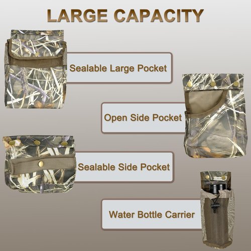 Dove Hunting Belt Bag, Adjustable Well-Fitting Shotgun Shell Bag, Comfortable Breathable Hunting Belt with Game Pouch Shell Bags Water Bottle Carrier, Shooting Gear Accessories for Dove Bird Hunting