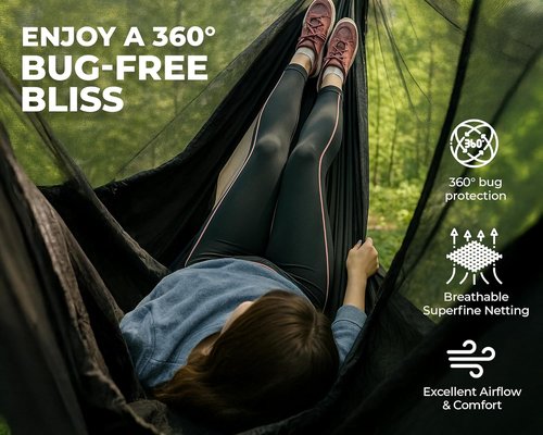 Foxelli XL Hammock Net – 12ft Net for Hammocks, Lightweight Portable Hammock Netting, Fast and Easy Set Up, Fits All Camping Hammocks