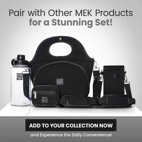Made Easy Kit Water Bottle Carrier Insulated Neoprene - Adjustable Padded Shoulder Strap - Sling Pouch for Glass Bottle, Stainless Steel Tumbler - 5 Sizes (Black, Tall Large)
