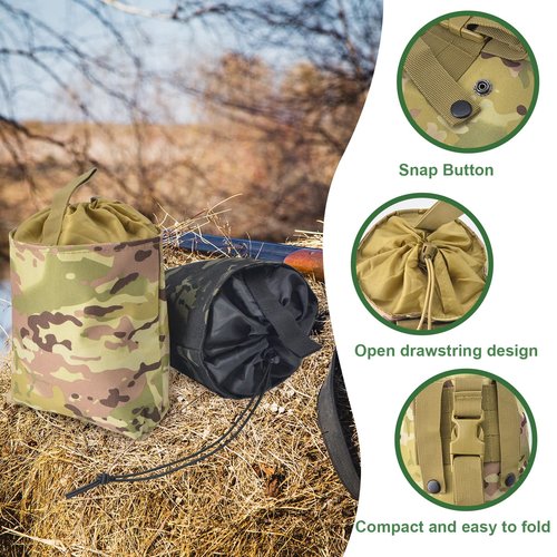 succulentlovers 2pcs Folding Dump Pouch, Drop Pouch Magazine Utility Waist Bag for Hunting Shooting Tactical Battle Belt Backpack Accessories