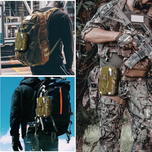 IronSeals Tactical Molle Pouch Compact Utility Waist Bag Phone Holster Holder for 4.7"-6.9" iPhone 15 Pro Max/15 Pro/14 Plus/14 Pro Max/14/13 Pro Max/13 Pro/12 Pro Max/11 Pro Max