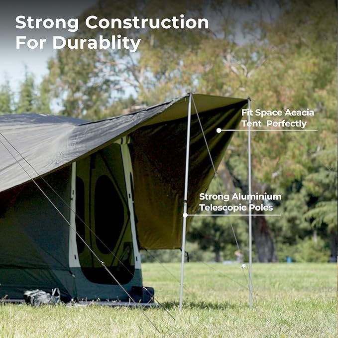 ACACIA Canopy 2-3 Person for Space Acacia Camping System, PU2000 Waterproof Camping Tarp for 4 Season Camping, UPF50+ Sunproof Tent Tarp with 2 Telescoping Poles, Carry Bag, Moonstone